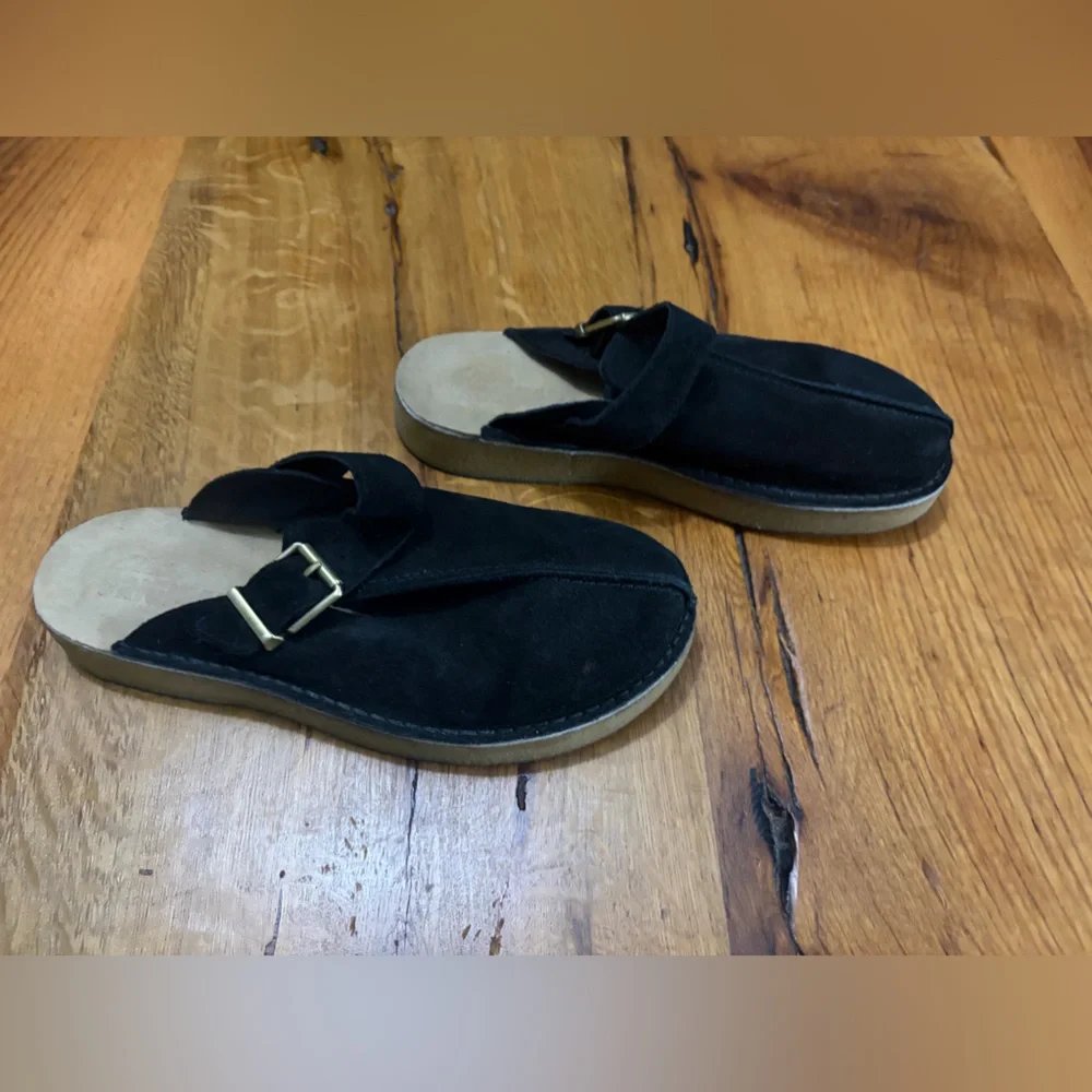 Clarks Originals Black Suede Slip-On Mules, Size 8.5